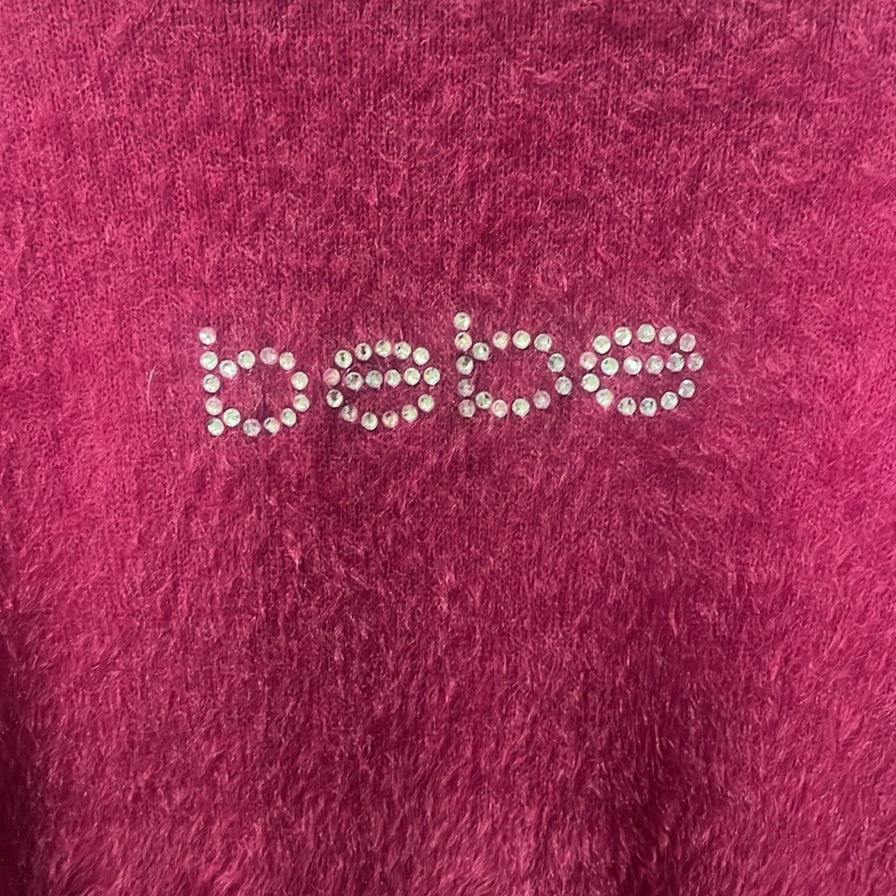 Bebe Sangria Fuzzy Rhinestone Sweater - Picture 3 of 7